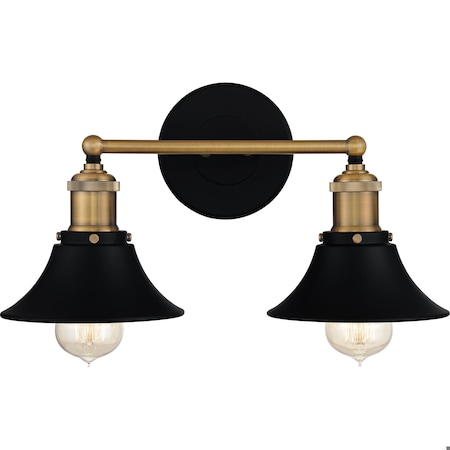 Quoizel Trafalgar 2-Light Matte Black Vanity Light TRF8615MBK